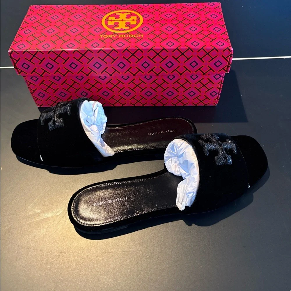 Tory Burch Black Slide Sandals NWT